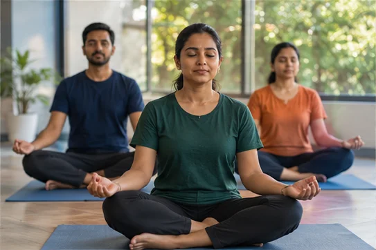 Illustration of yoga, meditation & wellness